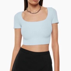 Aritzia Babaton Sculpt Knit Squareneck Top
Womens Size XS Light Blue